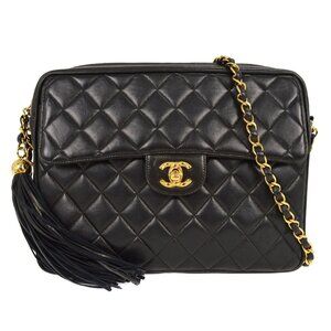 Chanel Black Lambskin Camera Bag Large NQ02691